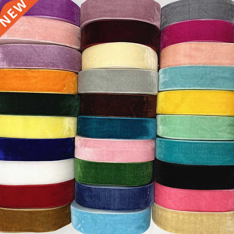 New 6-38mm Colour Single Fce Line Polyester Velvet Ribbon f