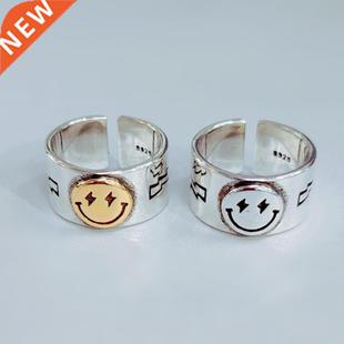 Female Open Design Face Cut Simple Ring Women Smile for