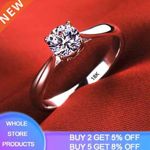 For Zirco 18K Cut Round Women Rings Gold White Luxury YANHUI
