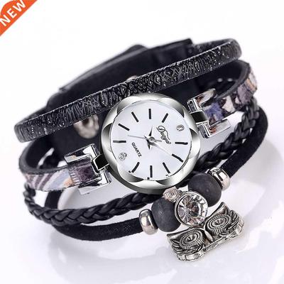 Reloj Mujer Wach For Women Tank Watch Hand-woven Owl Pendant