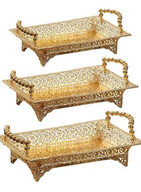 Golden Frut Tray Desert Tray Countertop Tray for Dessert We
