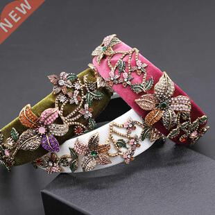 Trumpet personality luxury rhinestone headband Baroque fashi
