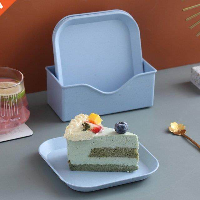 7pcs square wheat straw plates pasta salad bowls lightweight