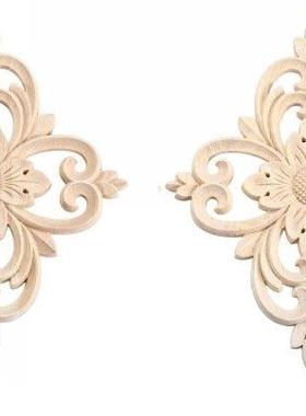 2/1 PC Vntage Floral Wood Carved Corner Applque Wooden Car