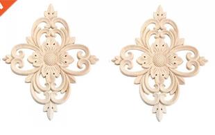 Carved Car Wooden Applque Corner Wood Floral Vntage