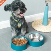 Dog Food Stainless Double Steel Feeder Bowls Water Pet And