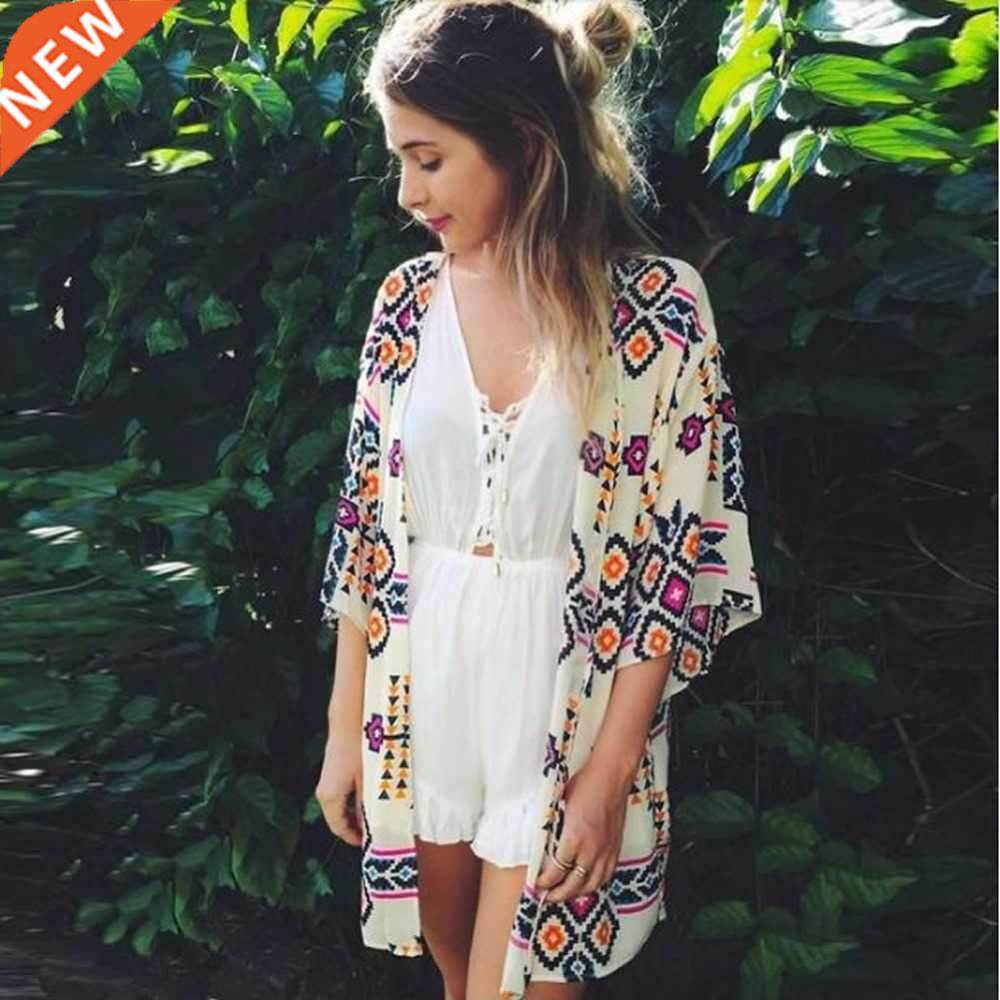 Women floral Chiffon Loose Blouse Swim Beach Cover Up blouse