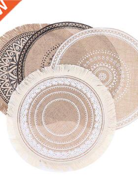 1Pc Linen Fabric Washable Bowl Cup Mat Creative Jute Placema
