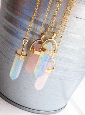 IPARAM Fashion rend Crystals Necklace Bohemian Hexagon Opal