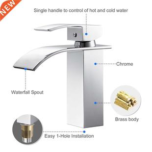 Bathroom Basin Faucet Waterfall Deck Mounted Cold and Hot W