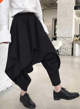 Men fashion irregular laminated design harem pants gothic st