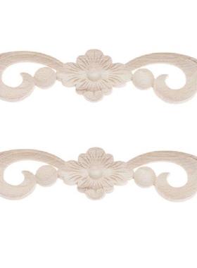 2Pcs Long Center Door Onlay Applique Frame Decorative Wood C