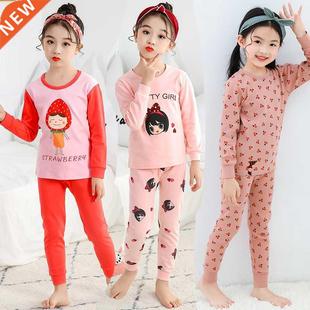 100% Cotton For Girls Boys 2 pieces Set Pyjamas Kids Autumn