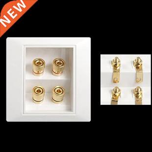 Audio Speaker Square Plug Video Banana Wallplate Wht