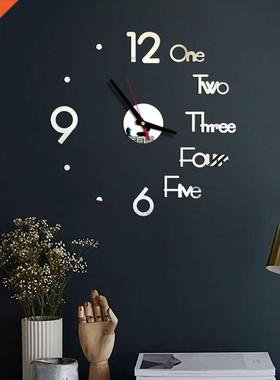 1Set  Digital Wall Clock D Mirror Surface Sticker Silent