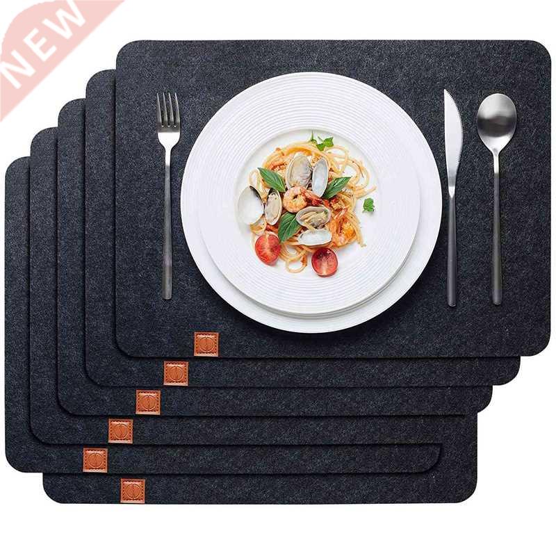 Felt Placemat 6 Piece Set Black-Table Mat Can Be Wiped 45X2