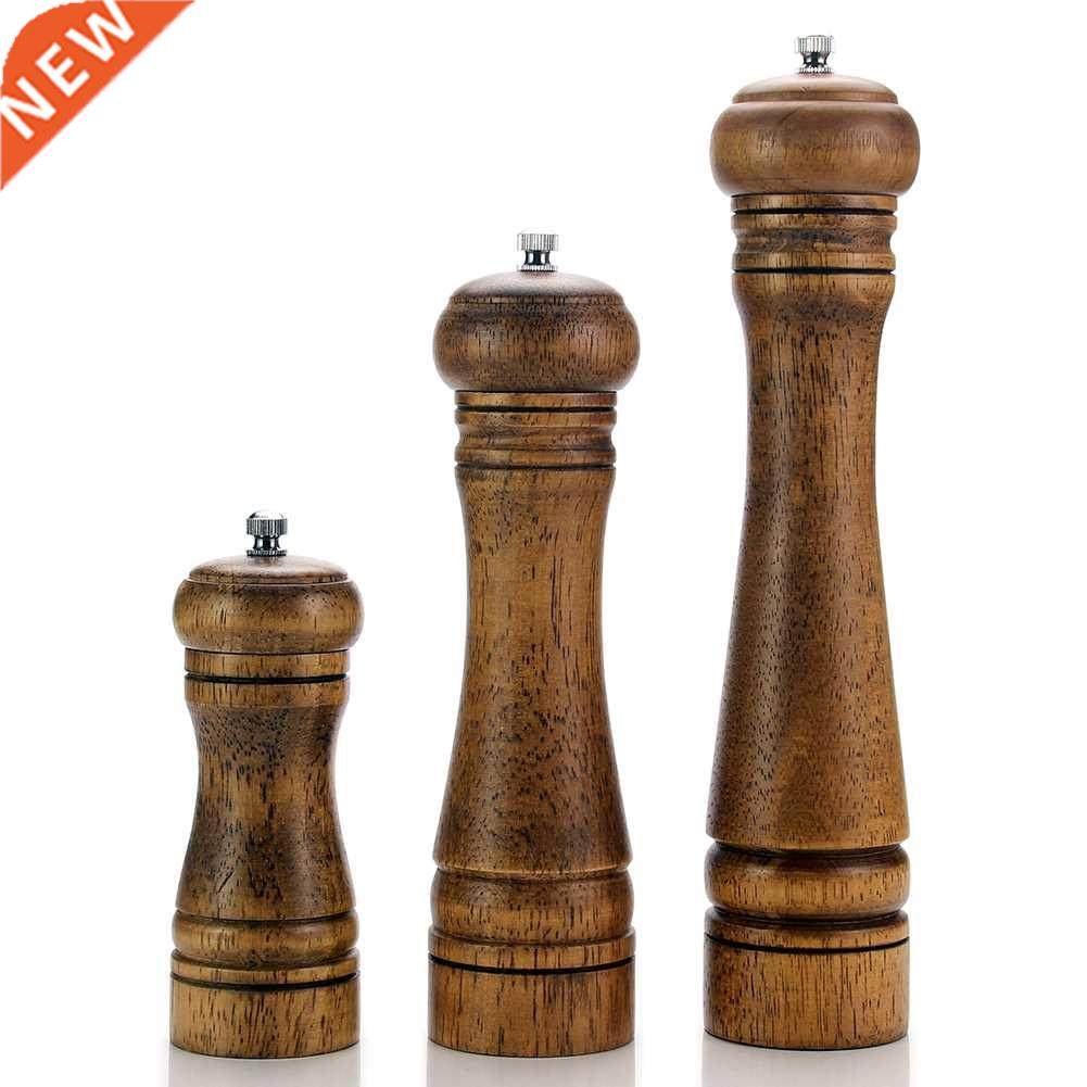 wood salt and pepper mill set and tray, pepper grinders, sal