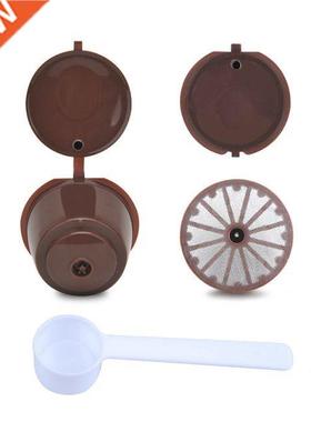 2 Pcs Reusable Coffee Capsule Filter Cup With Spoon For Nesc