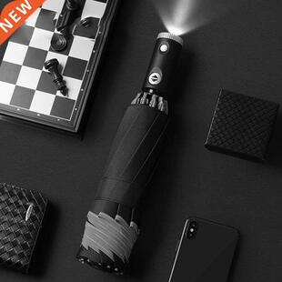 Paraguas LED automático con rayas reflectantes, luz L