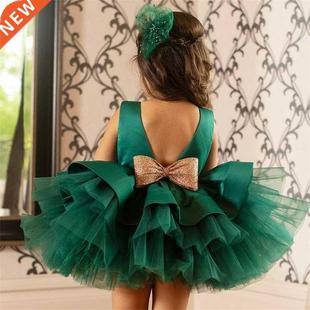 Toddler Baby Girl Dress Big Bow Baptism Dress for Girls Fi