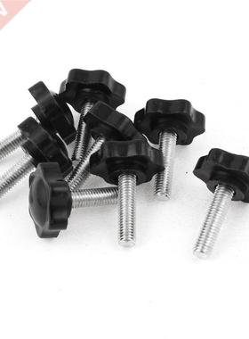 8 Pcs Black Spare Part M8 x 30mm Male Threaded Knurled Grip