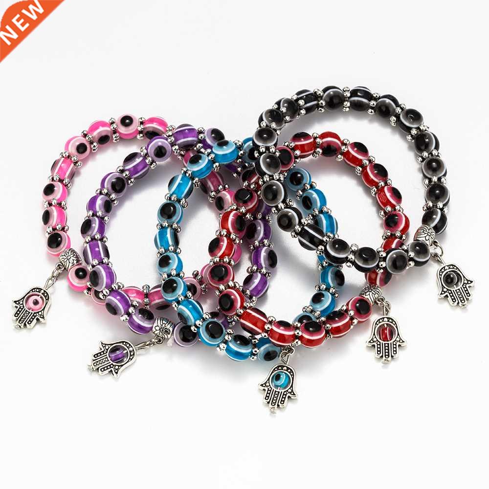 Lucky Eye Fatima Hamsa Hand Bracelet Blue Evil Eye Charms Br