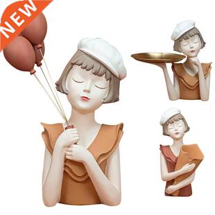 Modern Balloon Girl Sculptures Resin Figurines Bust Vase Gol