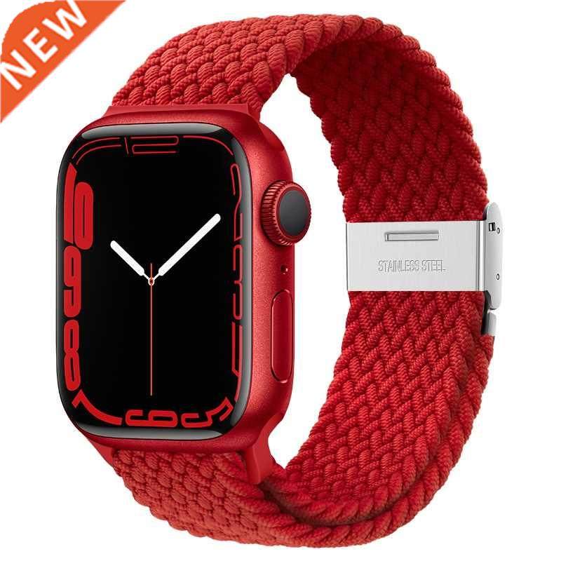Braided solo loop strap For Apple watch band 44mm 40mm 45mm