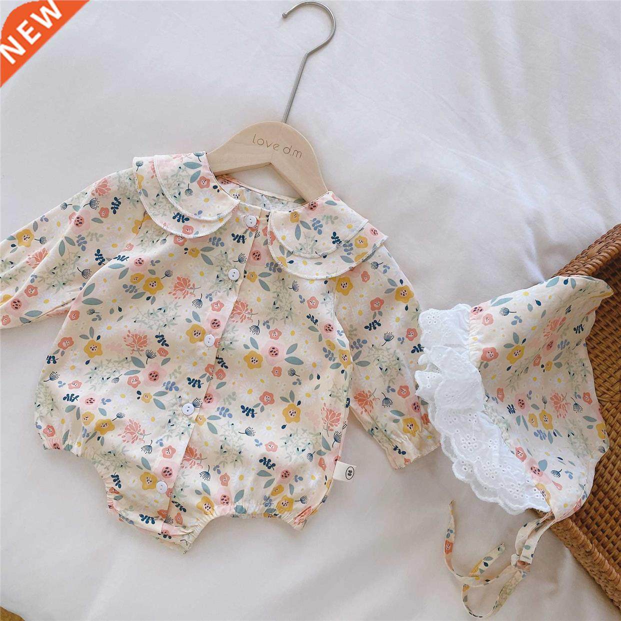 infant baby girls autumn full sleeve flower peter pan collar