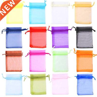50pcs/lot 5*7 7*9 9*12cm Colorful Organza Bags Drawstring Je
