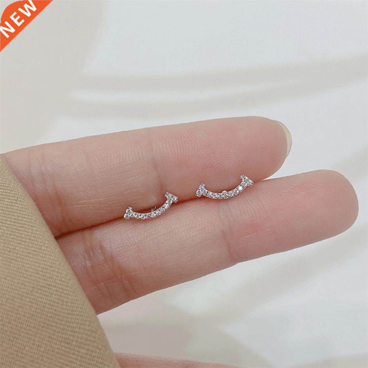 Women's Stud Earrings 925 Sterling Silver Classic Hot Smile