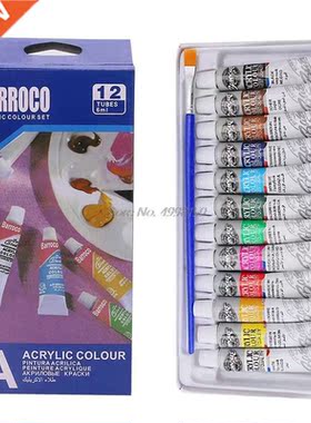 6 ML 12 Color Professional Acrylic Paint Watercolor Set Han