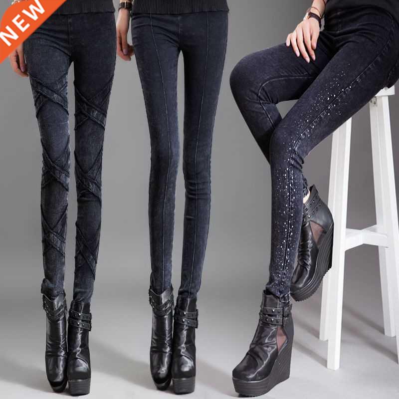 Spring women skeleton grunge rhinestone unique chic skinny j