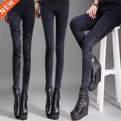 Spring women skeleton grunge rhinestone unique chic skinny j