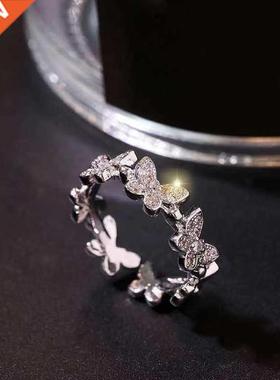 Fashion Silver Color Dancing Moving Butterfly Rings Dainty I