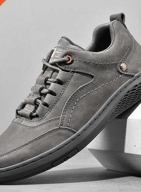 Men's genuine Leather Shoess lace up rend Comfortable Men Sh