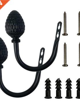 A Pair Of Metal Curtain Hooks - Retro Pine Cones Wall Mounte