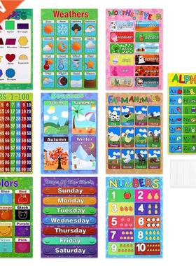 10pcs Educational Preschool Posters Charts For Preschoolers