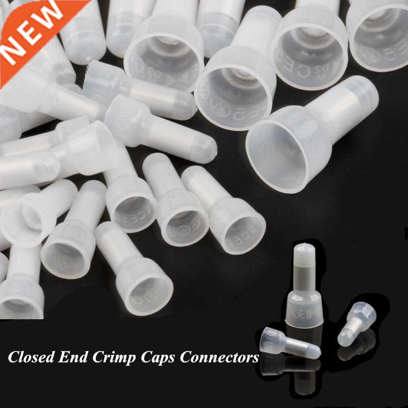 100Pcs Closed End Crimp Caps Electrical Wire Cable Terminals