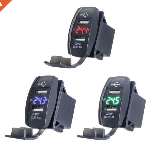 Waterproof 12V 12V Auto Boat Dual USB Port Car Charger LED V