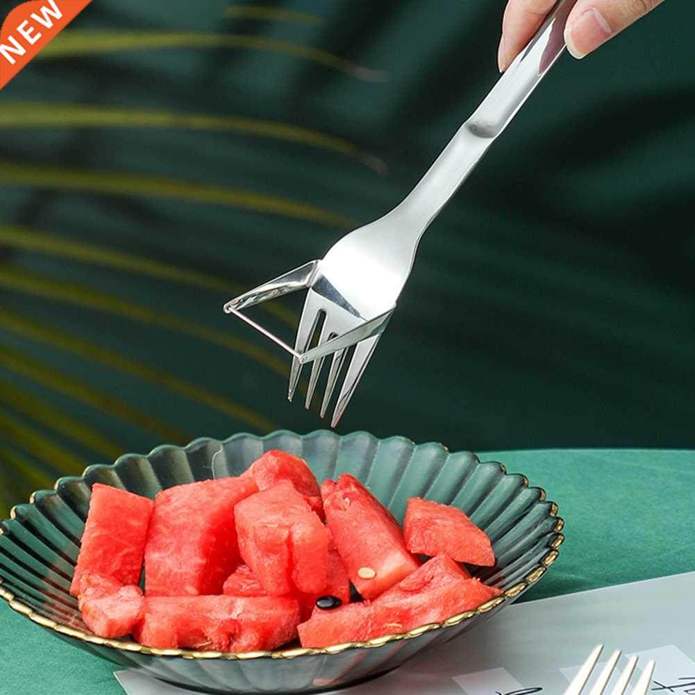 stainless steel watermelon fruit cutting fork spoon portable