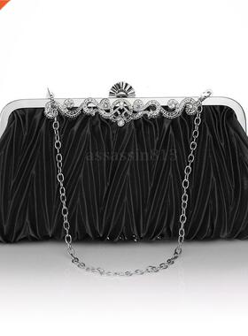 Women Crystal Satin Small Evening Clutch Bag Ladies Elegant