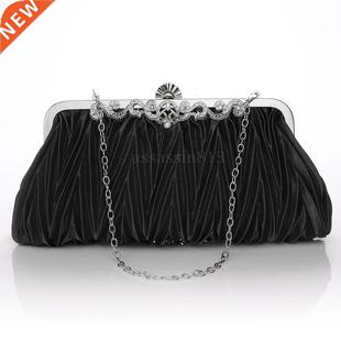 Small Evening Clutch Women Ladies Satin Bag Elegant Crystal
