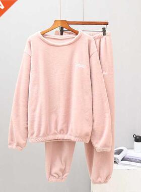 Women Winter Flannel Paja Set Fleece Pajas Sleepwear Hom