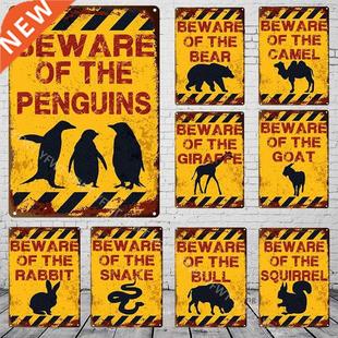 Retro Plaque Garden Decorat Signs Rabbit Tin BEWARE Metal