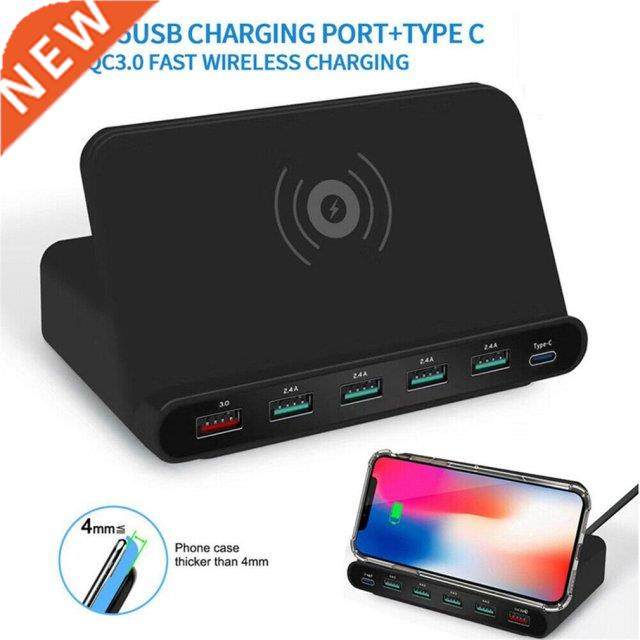 Wireless Charger 6 USB Charger Quick Charge Stand Holder For