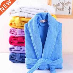 Men Women 100% Cotton Terry Bathrobe Lovers Solid Towel Slee