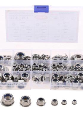290 Pcs M4 M5 M6 M8 M10 M12 Nylon Locknut Washer Kit with St