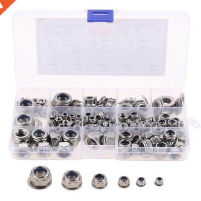 290 Pcs M4 M5 M6 M8 M10 M12 Nylon Locknut Washer Kit with St