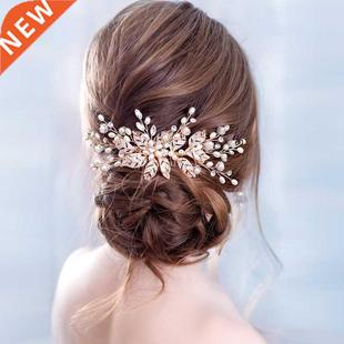 Hair Pearl Bridal Tiara Combs Wedding Gold Rose Leaf rendy